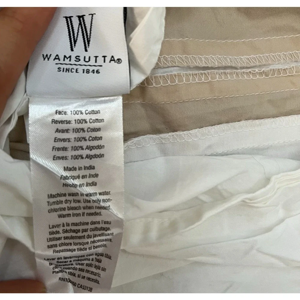 Wamsutta 100% Cotton King Pillowcases (2) Tan & White Striped